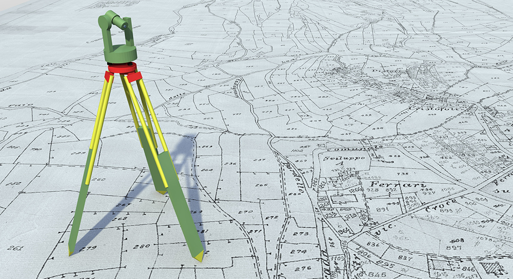 Mappa catastale con teodolite